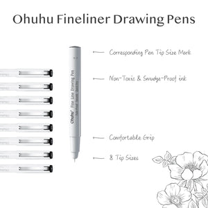 Ohuhu- Fineliner Drawing Pen- Set of 8Pen- 01080057