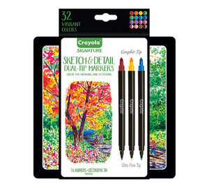 Crayola - Signature Sketch & Detail Dual Ended Markers, 16 Count - 01330804