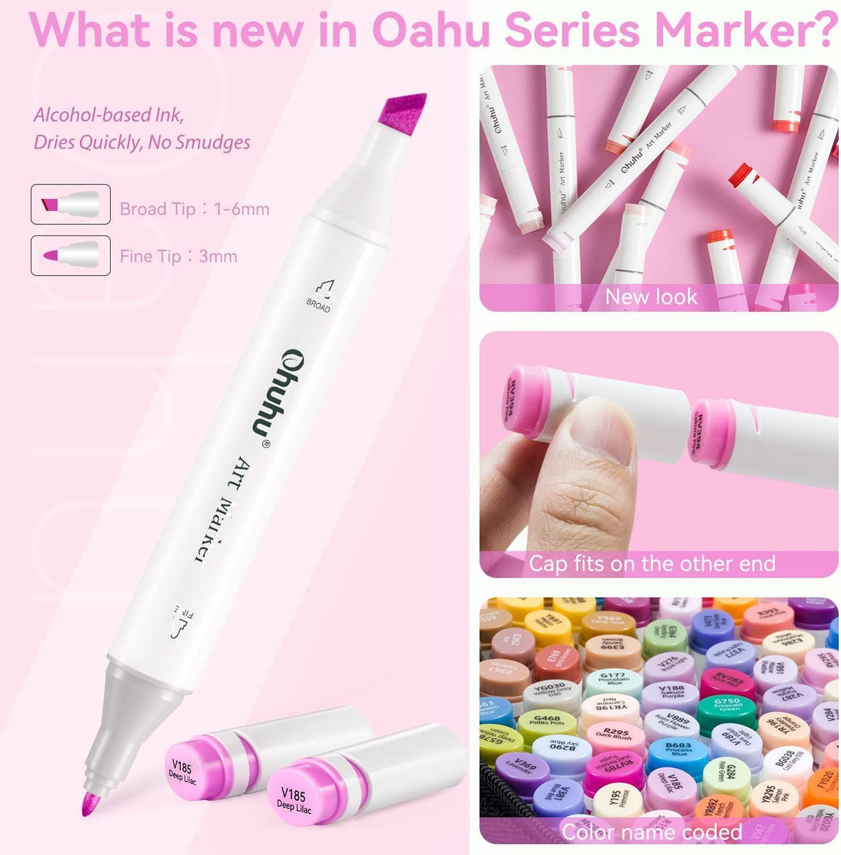 Ohuhu Oahu 80 Colors Dual Tips Alcohol Art Markers, Fine & Chisel -010 -  Mogahwi Stationery