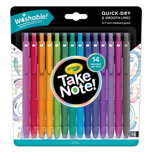 Crayola -Take Note! Washable Gel Pen Set, 14 pens- 01330801