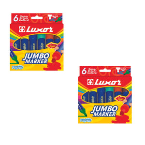 Luxor Jumbo Marker Assorted  - set of 6 Markers-Set of 2packet-01500127