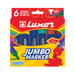 Luxor Jumbo Marker Assorted  - set of 6 Markers-Set of 2packet-01500127