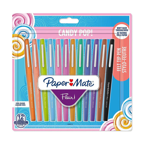 Paper Mate Flair Felt Tip Pens Medium Point Candy Pop - Pack of 24