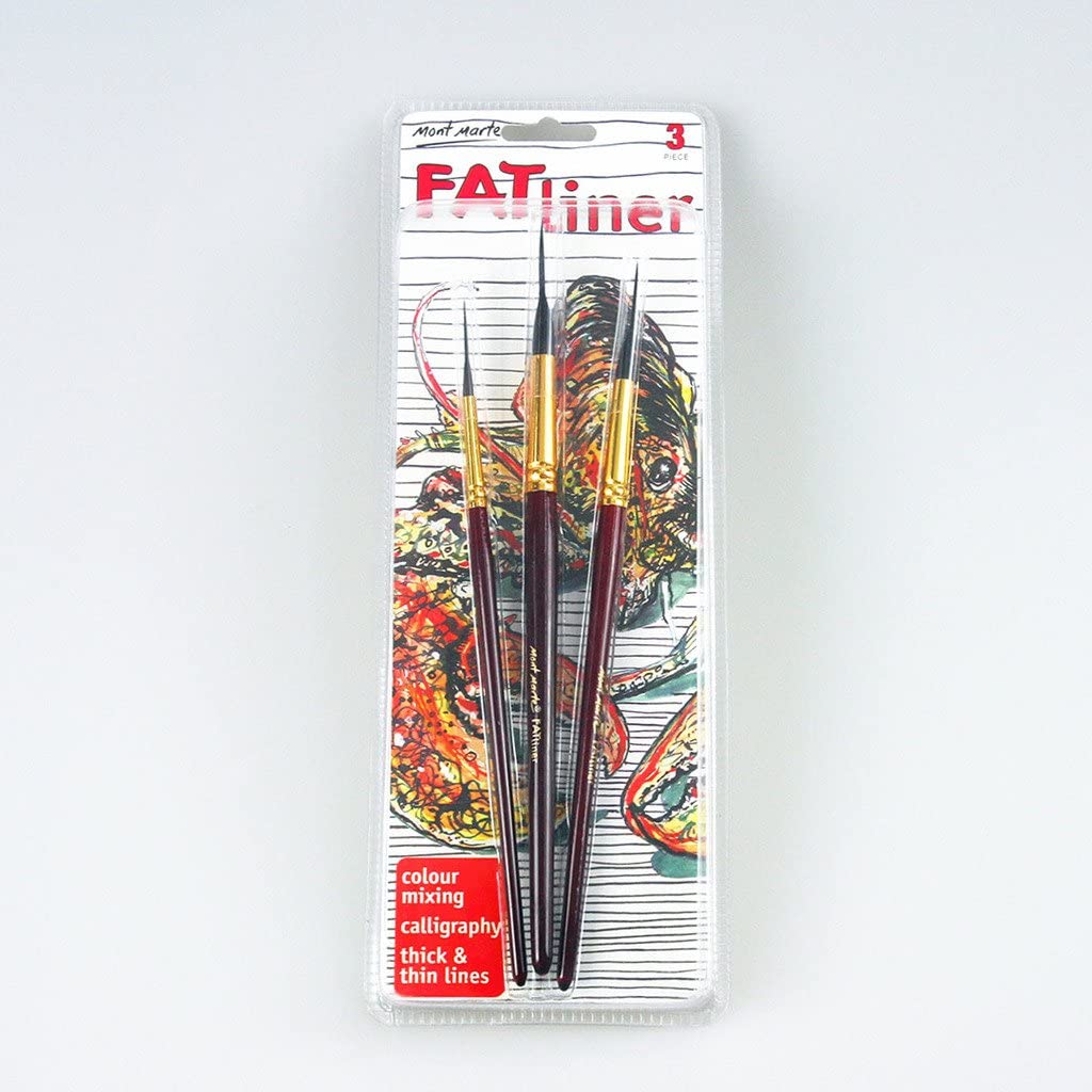 Fat Liner Brush Set Premium Taklon/Squirrel 16, 10, 6 – Mont Marte