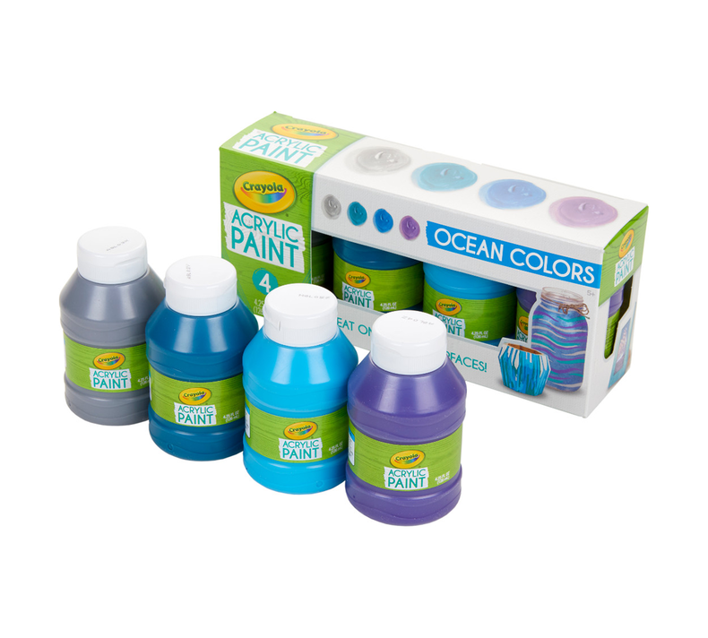 Crayola Multi-Surface Acrylic Paint, Ocean Colors 4pc - 01350168 - Mogahwi  Stationery