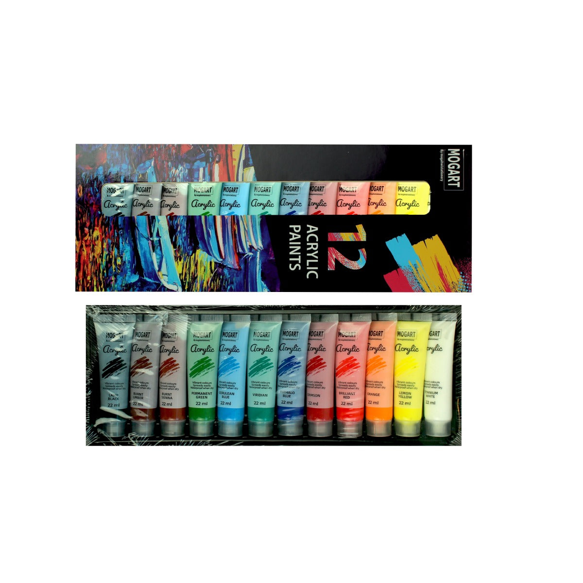 MOGART, Acrylic Paint, 24x 22ml, Tubes - 03190014 - Mogahwi Stationery